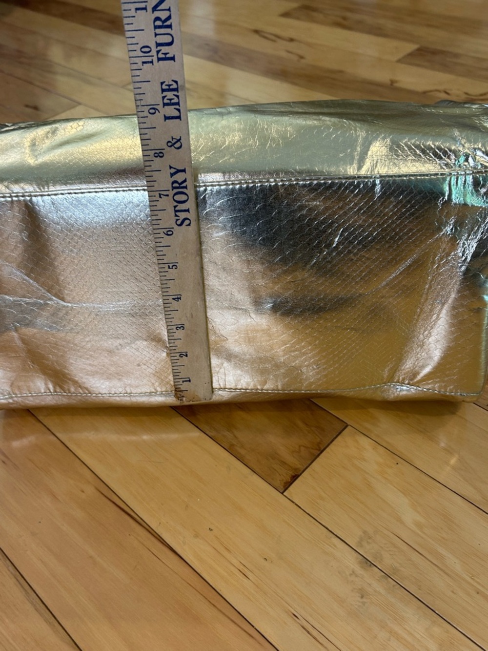 Michael Kors Metallic Gold Snakeskin Embossed Women's Satchel Tote Weekend Bag - Picture 11 of 16